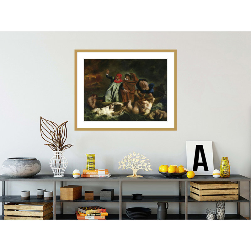 Dante (1265-1321) et Virgile (70-19 av.J.-C.) dans les Enfers par Eugène Delacroix, H 32,93 po x l 41,5 po
