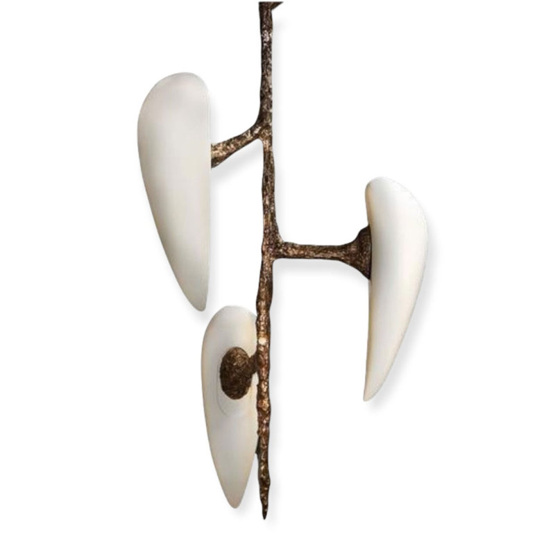 Lustre linéaire moderne à 3 lumières en bronze à 3 lumières William, Noir, Or antique, 42" Diameter x 55" Height