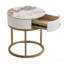 Table de chevet moderne 19,68 pouces avec tiroir, table de bout ronde en marbre avec rangement, table d'appoint pour le salon et la chambre à coucher