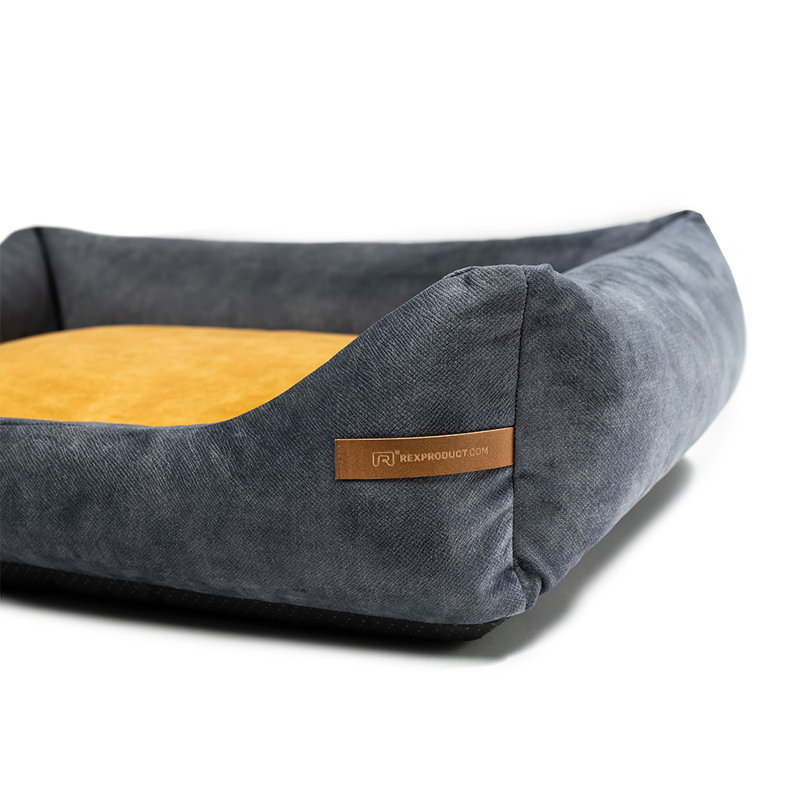 Orthopedic Memory Foam Pet Bed, 20cm H x 85cm W x 105cm D, Graphite/Yellow