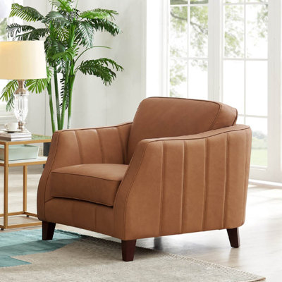Fauteuil en cuir fleur Aria