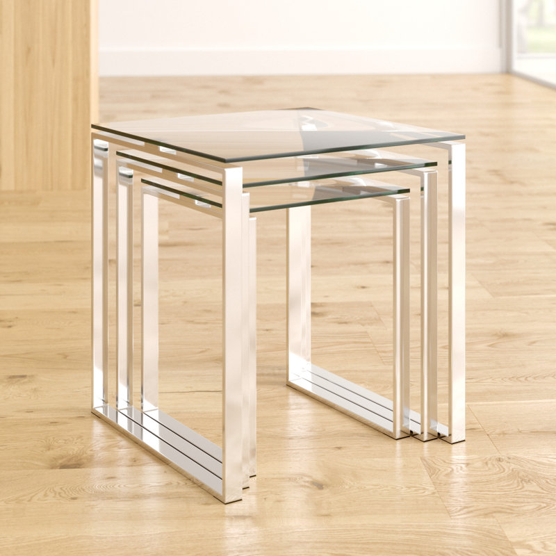 Adcock Glass Top Sled Nesting Tables
