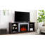Meuble télé avec foyer et grand rangement, cerisier, h 25,13 po, pouvant accueillir un bureau moderne de 75 po et beaucoup d'espace de rangement, adapté aux téléviseurs