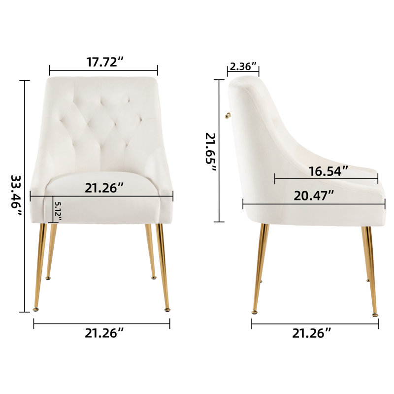 33.46'' H Velvet Upholstered Parsons Chair, Beige