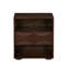Table de chevet en rotin noyer Mid-Century avec station de charge et bases en bois massif