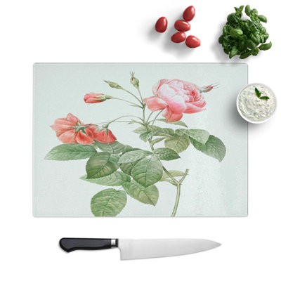 Tempered Glass Boursault Rose Chopping Board