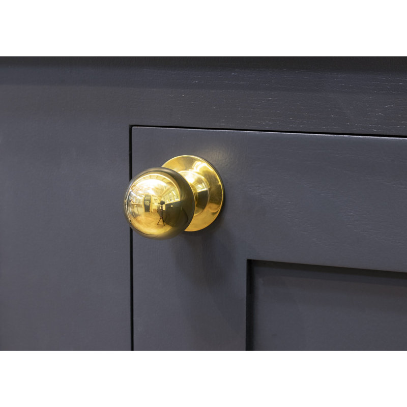 Ball Round Knob, Polished Brass, 3.1cm