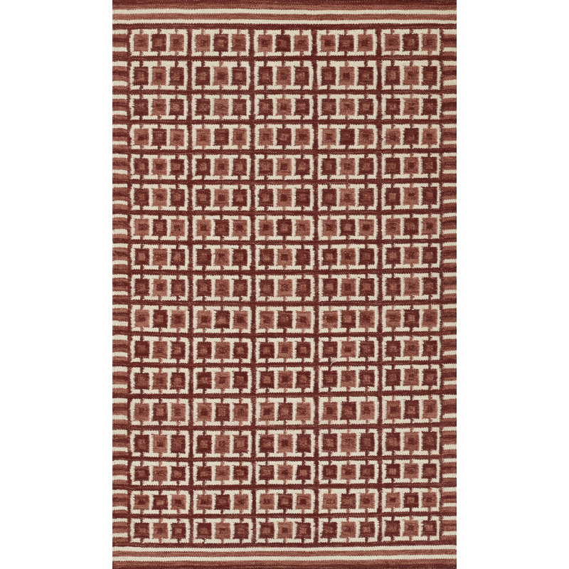 Freya Hand Woven Wool and Cotton Geometric Area Rug, Rectangle 5' x 8'