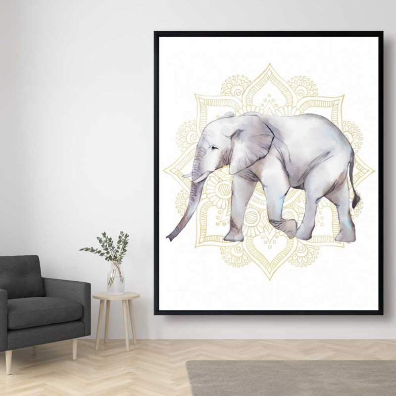 Elephant on Mandalas - Framed Canvas Home Decor Art