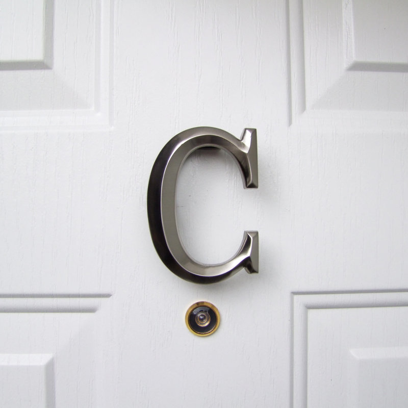 Heurtoir de porte lettre monogramme, Nickel, C