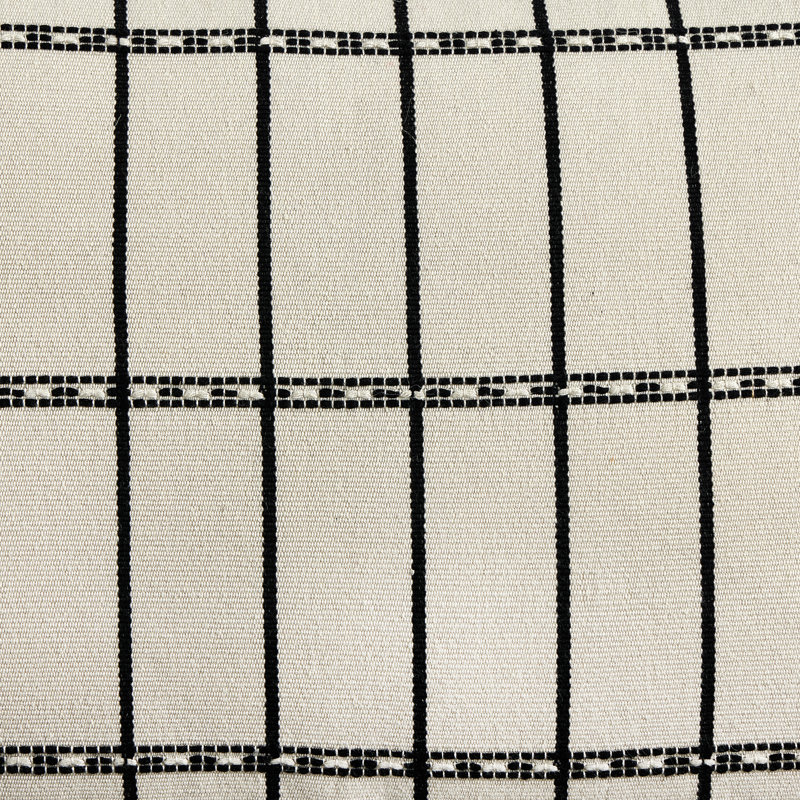 Handwoven Rectangular Off-White and Black Cotton Throw Pillow