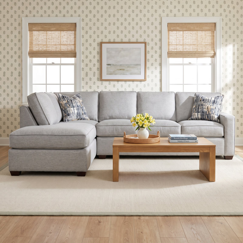 Gramercy Park Two-Piece Bumper Sectional With Sleeper, Elite Ivory, Frost White, Left Hand Facing