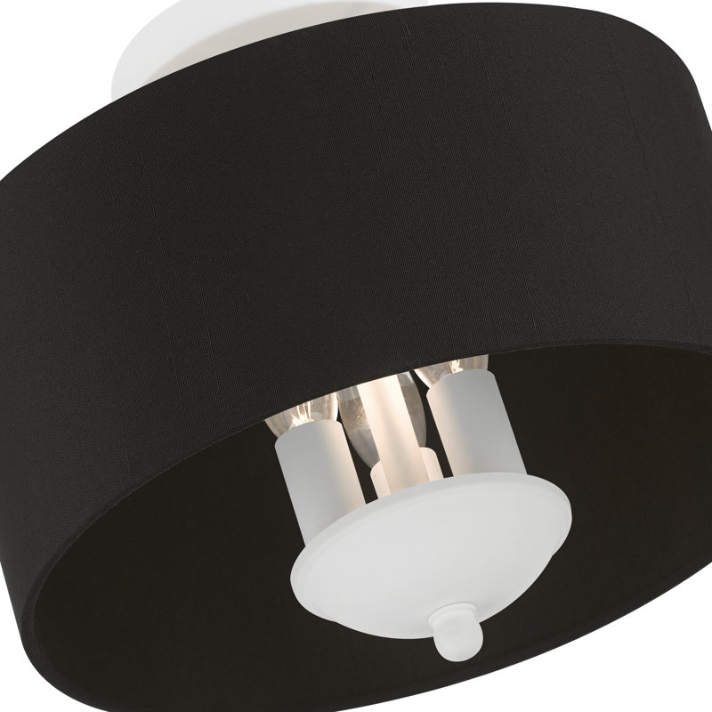 Brunetto Fabric Semi Flush Mount, White