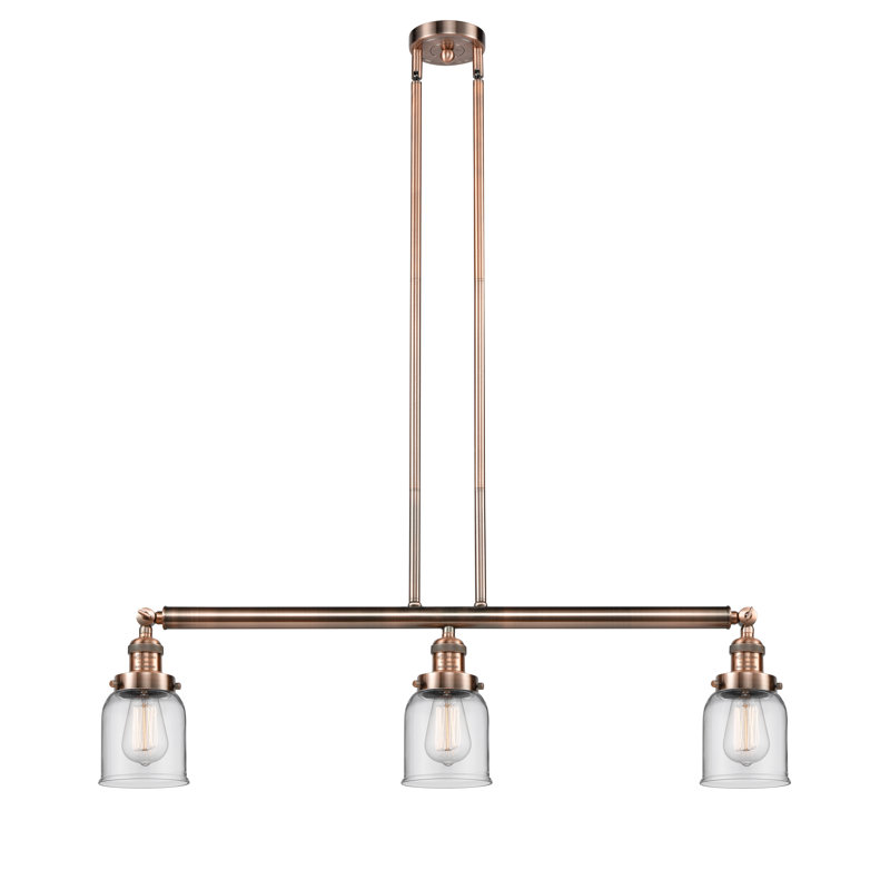 Tom 3 - Light Kitchen Island Pendant, No Bulb Included, Clear, Black Antique Brass