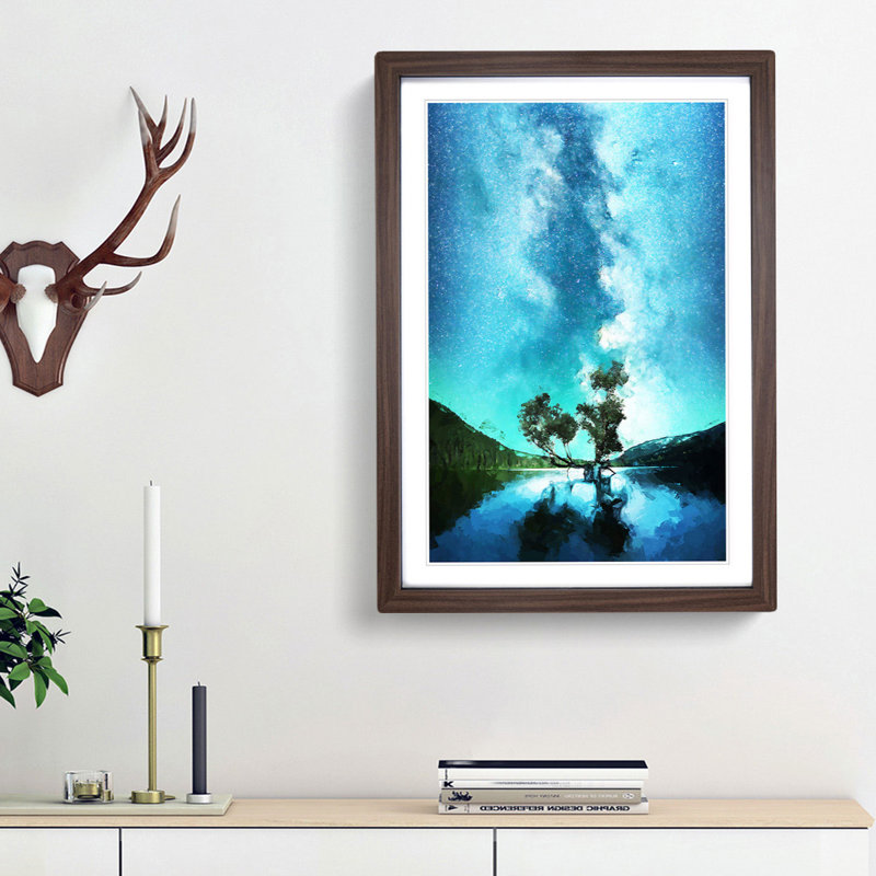 Milky Way Above Washington in Abstract - Picture Frame Graphic Art Print, 48cm H x 36cm W x 2cm D, Walnut Framed