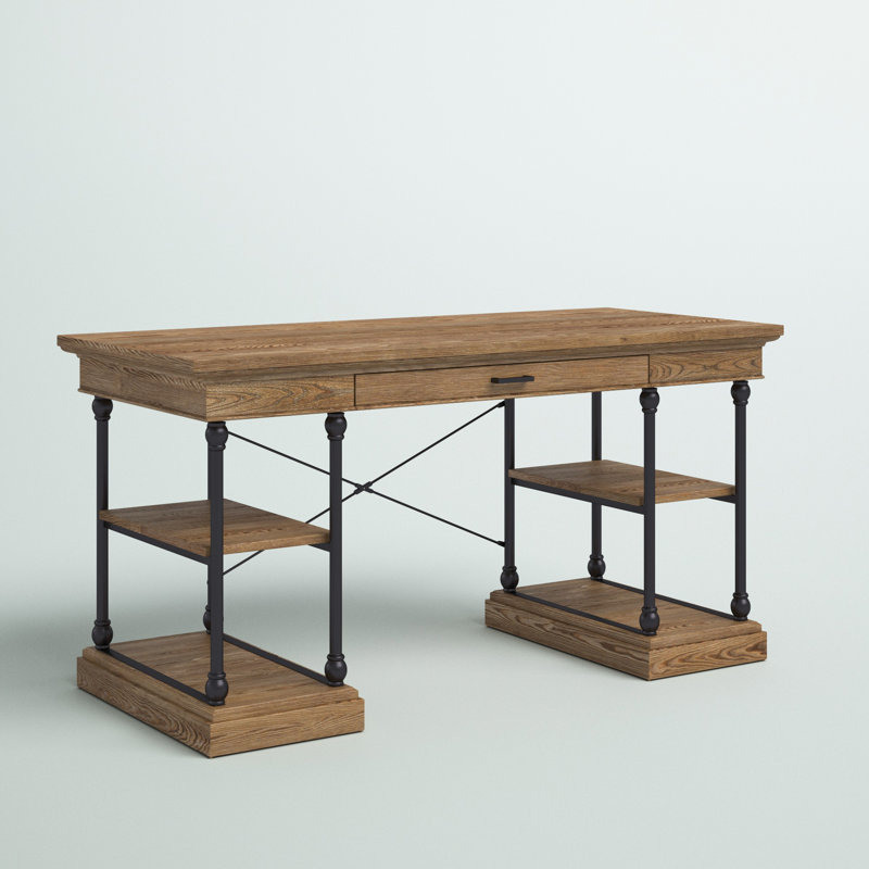 Bureau en bois massif Kyler, Brun