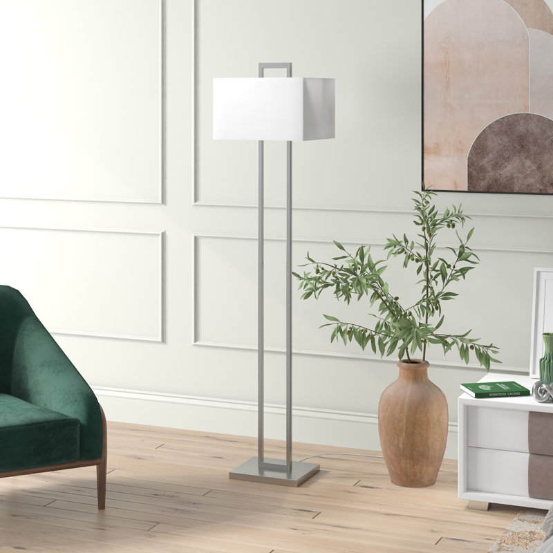 Lampe sur pied H 68 po Ronny, Nickel brossé