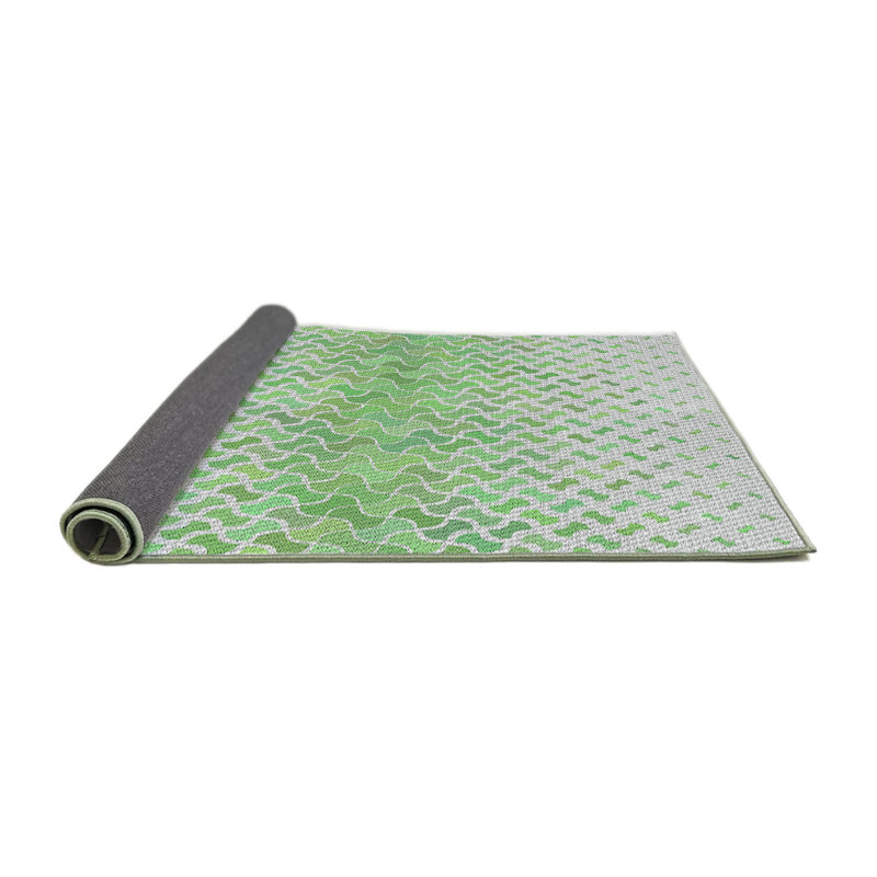 Laine tissée à la machine abstraite et polyester gris/vert Tapis décoratif, Rond 4 pi
