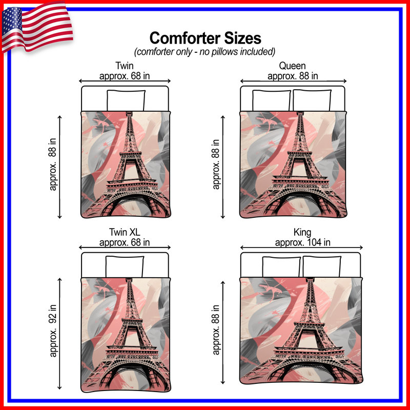 Eiffel Tower Bedding Architecture Comforter Modern, Twin Extra Long
