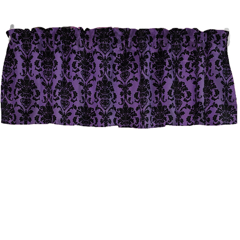 Cantonnière florale en damas 58 po, Prune, L 58 po x L 18 po