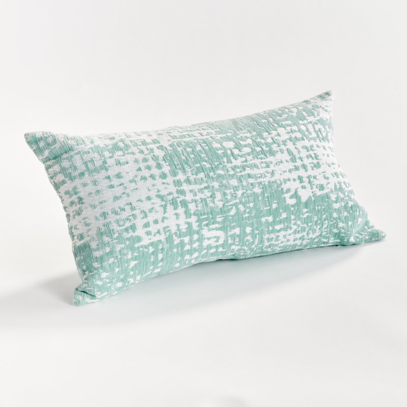 Hana Polyester Indoor/Outdoor Pillow Cover & Insert, Seafoam, Rectangular 12" x 22"