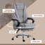 Fauteuil de bureau massant avec 6 points de vibration, fauteuil d'ordinateur inclinable chauffant, fauteuil de bureau pivotant à hauteur réglable et repose-pieds, gris