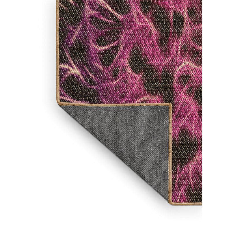 Tapis abstrait en laine rose, Rectangle 5 pi x 7 pi