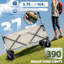 Chariot pliable de chariot de plage utilitaire robuste pour le sable avec de grandes roues, poignée réglable et porte-boissons pour le magasinage, le camping, le jardin et l'extérieur