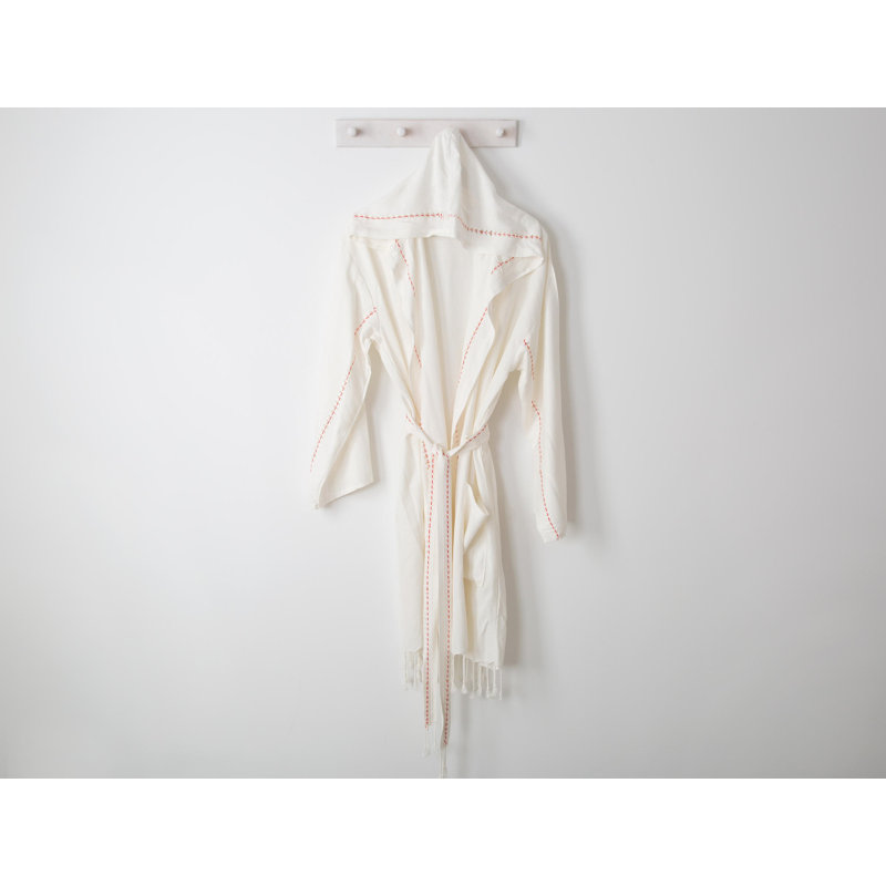 Leong Cotton Above Knee Bathrobe with Pockets and Hood