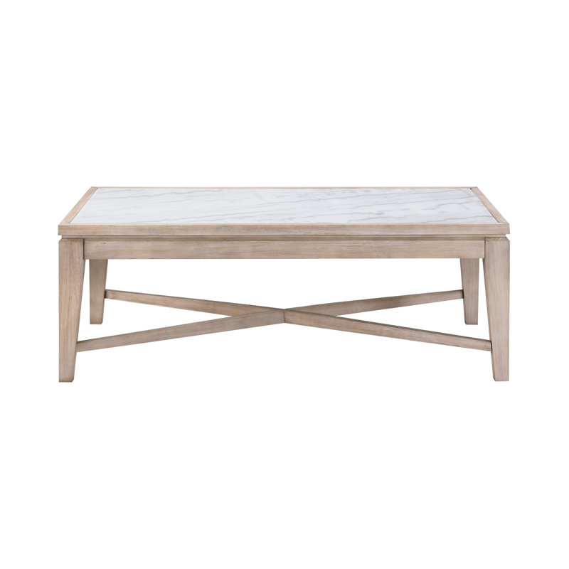 Firminia White Marble Top Rectangular Cocktail Table