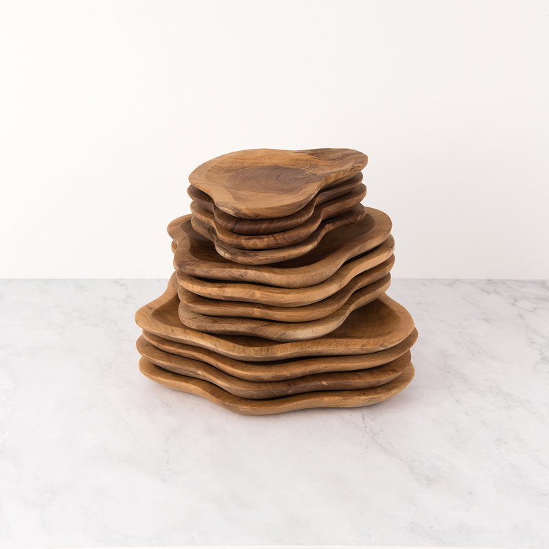 Ensemble de petites assiettes en teck Shute
