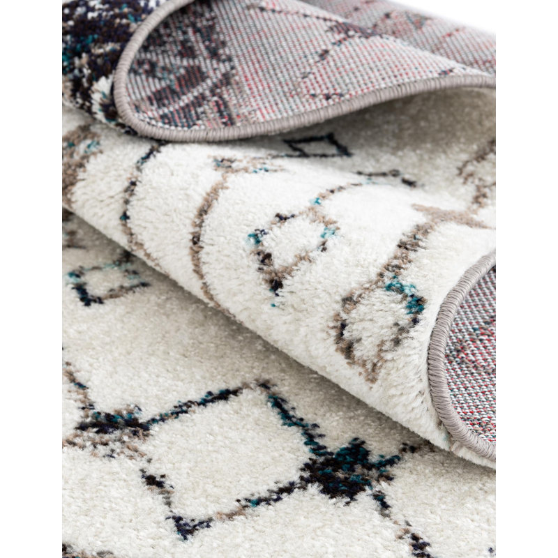 Tapis d'intérieur Somerville, Ivoire/ Gris / Bleu, Rectangle 6' x 9'
