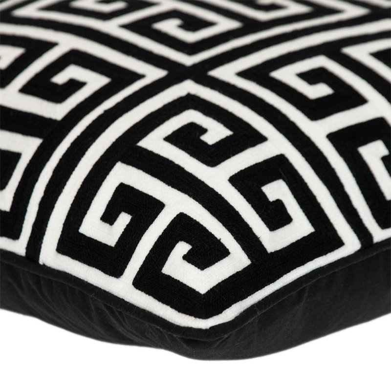 Black 100% Cotton Interlocking Zippered Pillow