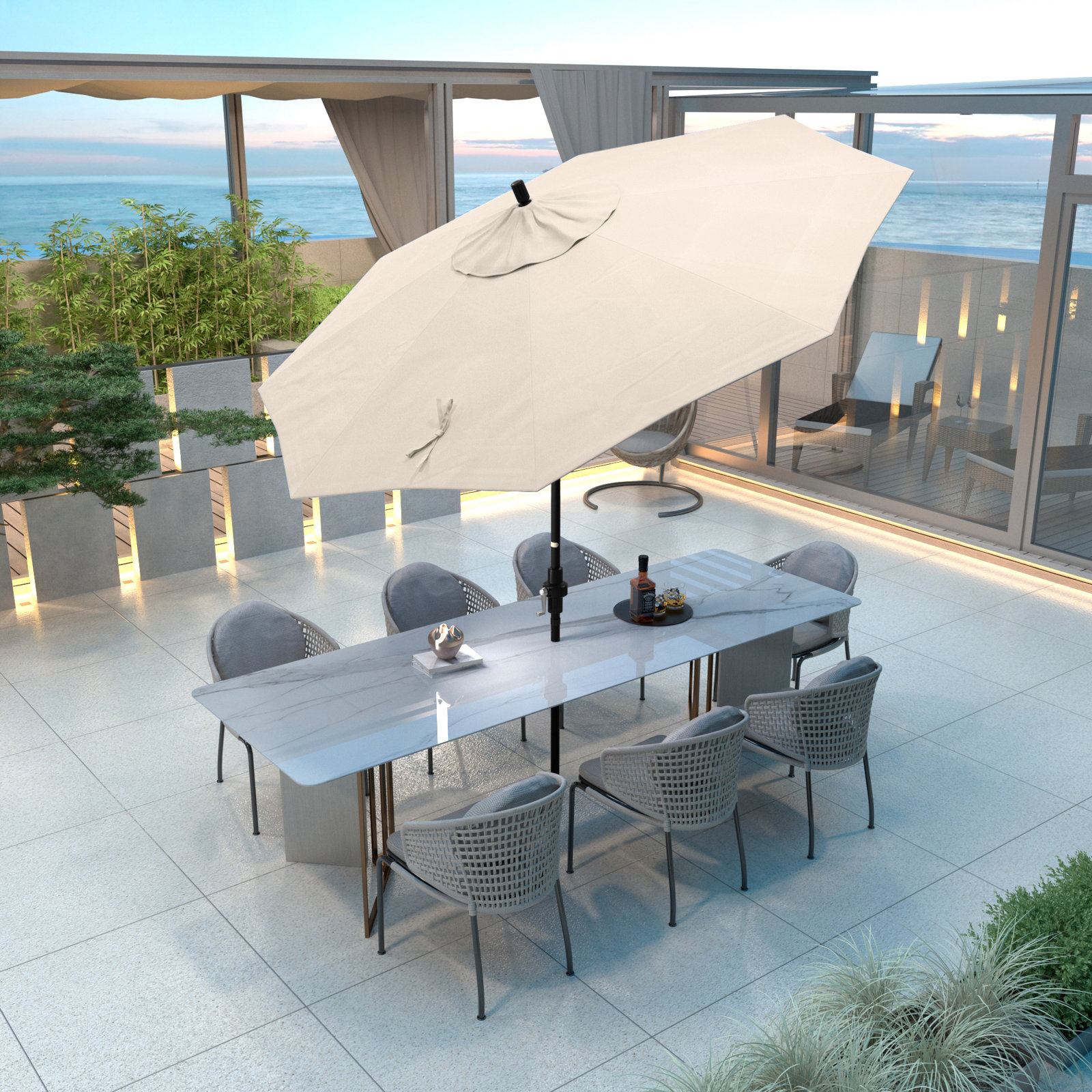 Timeout 9' Umbrella, Antique Beige Performance