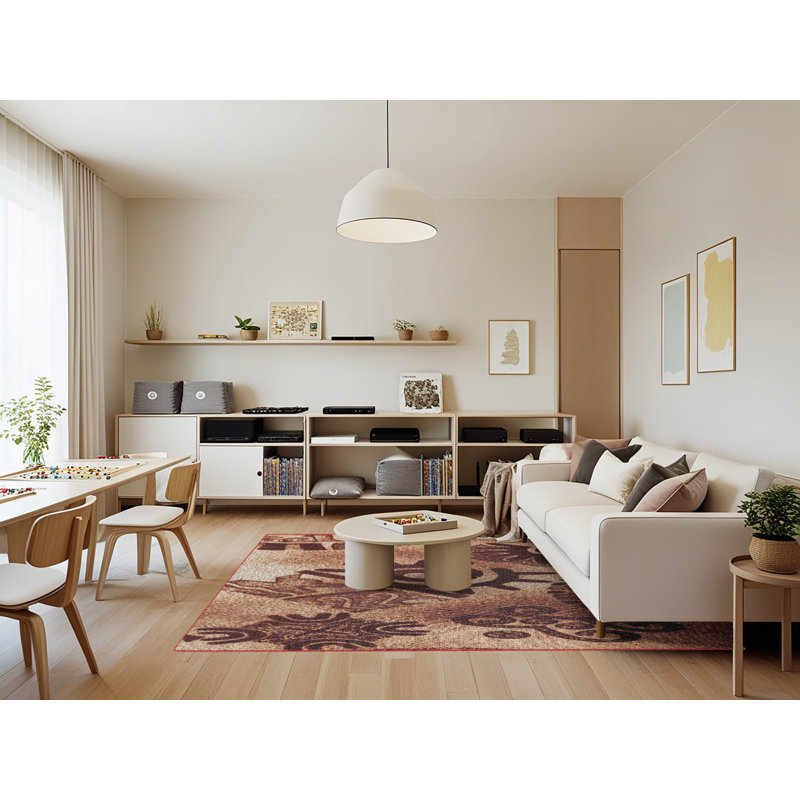 Tapis brun à motifs, Rectangle 7 pi x 9 pi