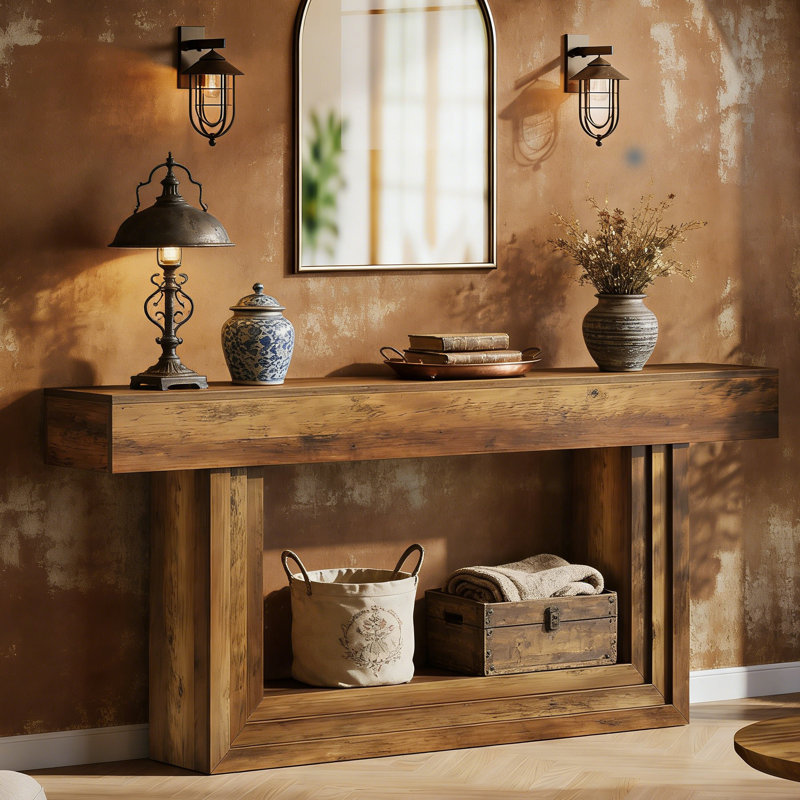 63" W Console Table, 2-Tier Long Entryway Table