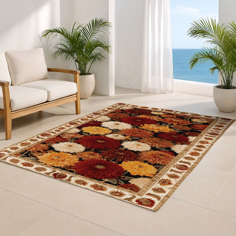 Tapis d'intérieur et d'extérieur brun Botanical, Rectangulaire 2 pi x 3 pi