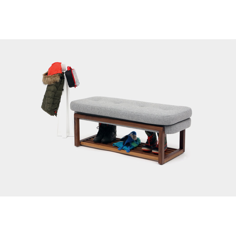 Melinda Upholstered Storage Bench, Gray, 18" H x 48" W x 22" D