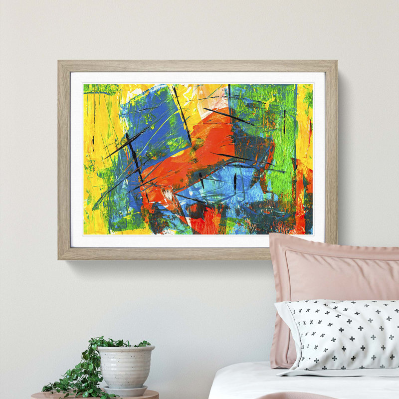 Abstract Art Painting Vol.185 by S.Johnson - Picture Frame Painting Print, Oak Framed, 27cm H x 36cm W x 2cm D