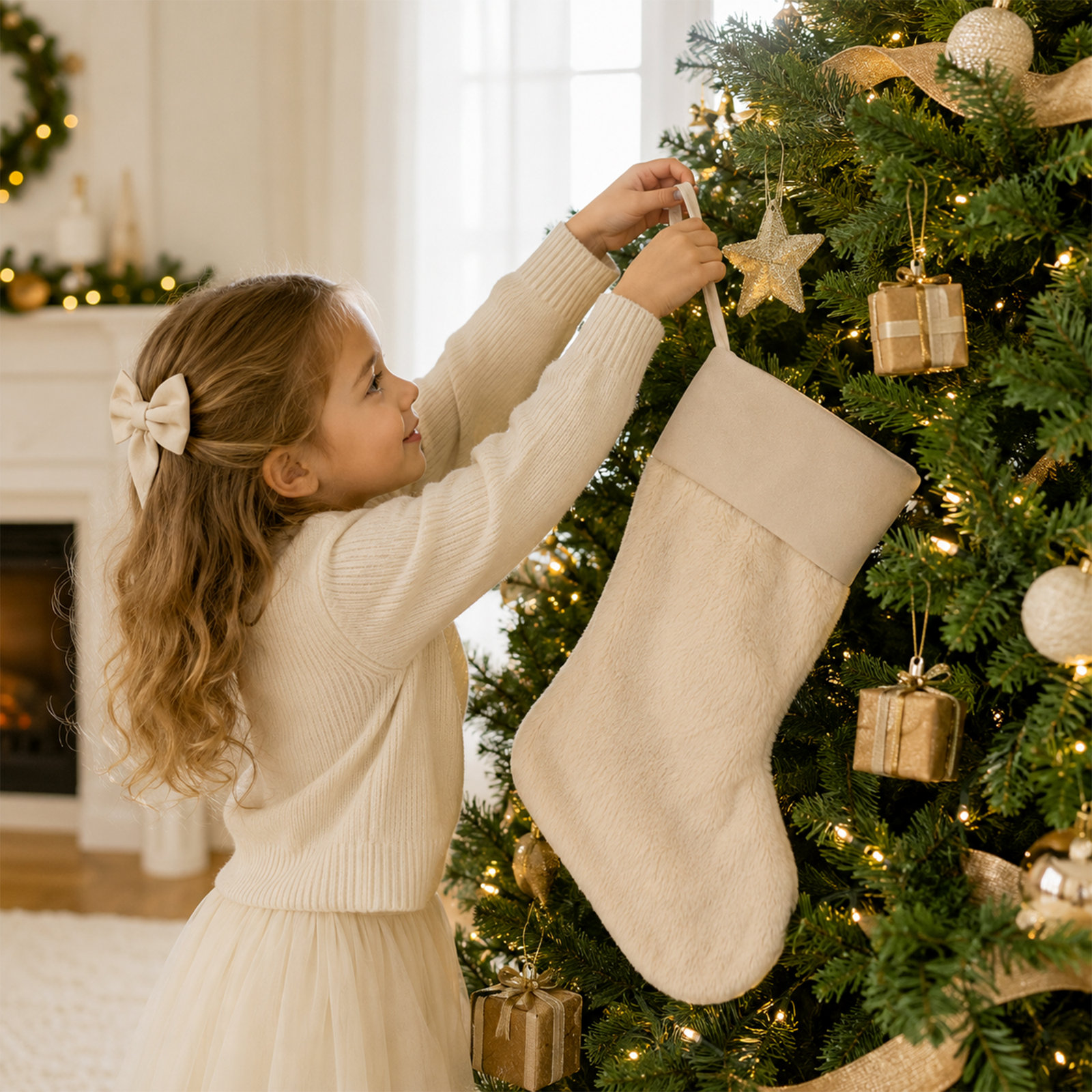 Faux Fur Christmas Winter Holiday Stocking