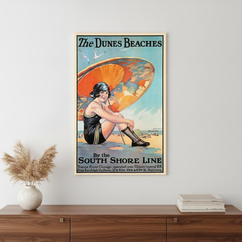 «Dunes Beaches», art mural rétro sans cadre, H 30 po x l 20 po x P 0,1 po