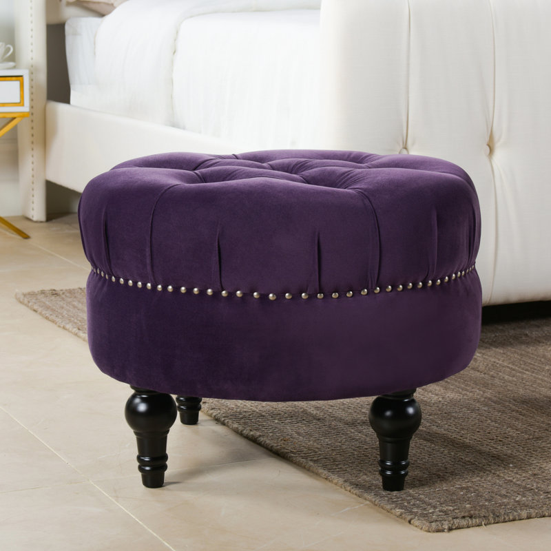 Holmquist Velvet Ottoman, Purple Velvet