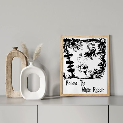 " Alice in Wonderland Classic Children's Literature Black White Book Cover " Print