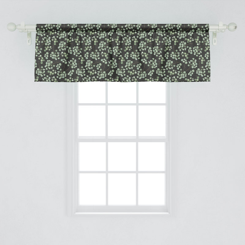 Cantonnière Ambesonne Eucalyptus - paquet de 2 branches feuillues - suite - gris foncé et vert paon, L 54 po x L 12 po