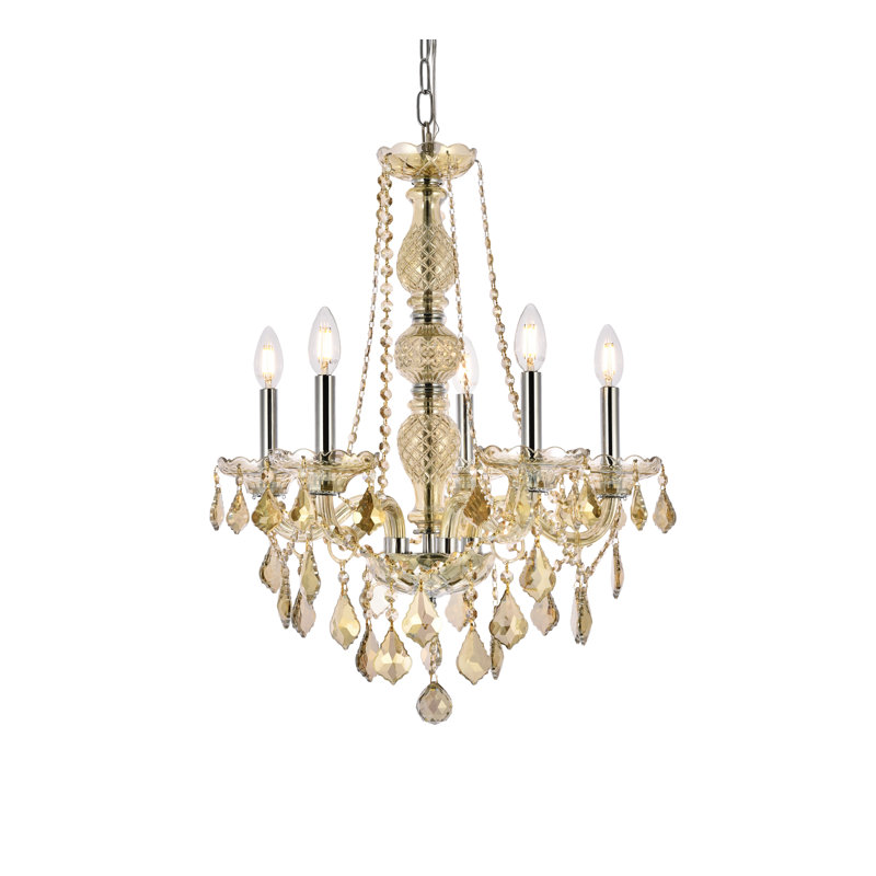Lustre classique / traditionnel à lumières de style bougie Lincolndale, Coupe royale, Chrome, cristal (transparent), 5