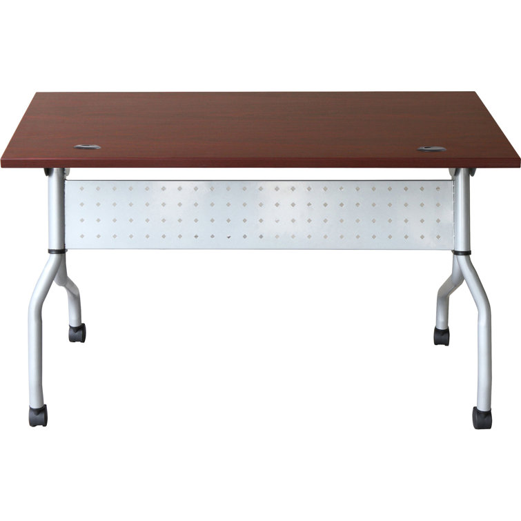 Preference Rectangle Flip Top Training Table with Casters and Modesty Panel and Cable Management