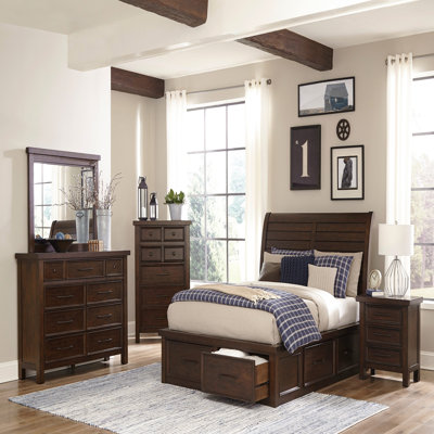 Classic Bedroom Brown Finish 1pc Chest Of Drawers Mango Veneer Wood Transitional Furniture