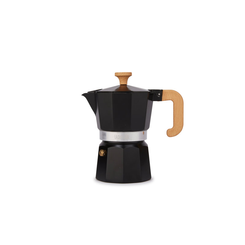 La Cafetière Venice Aluminium Espresso Maker, 15.2cm H x 15.5cm W x 9.5cm D, Black