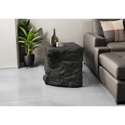 Accent Square End Table 22in Magnesium Oxide 1 Piece Indoor Outdoor Nightstand Side Table Black Finish