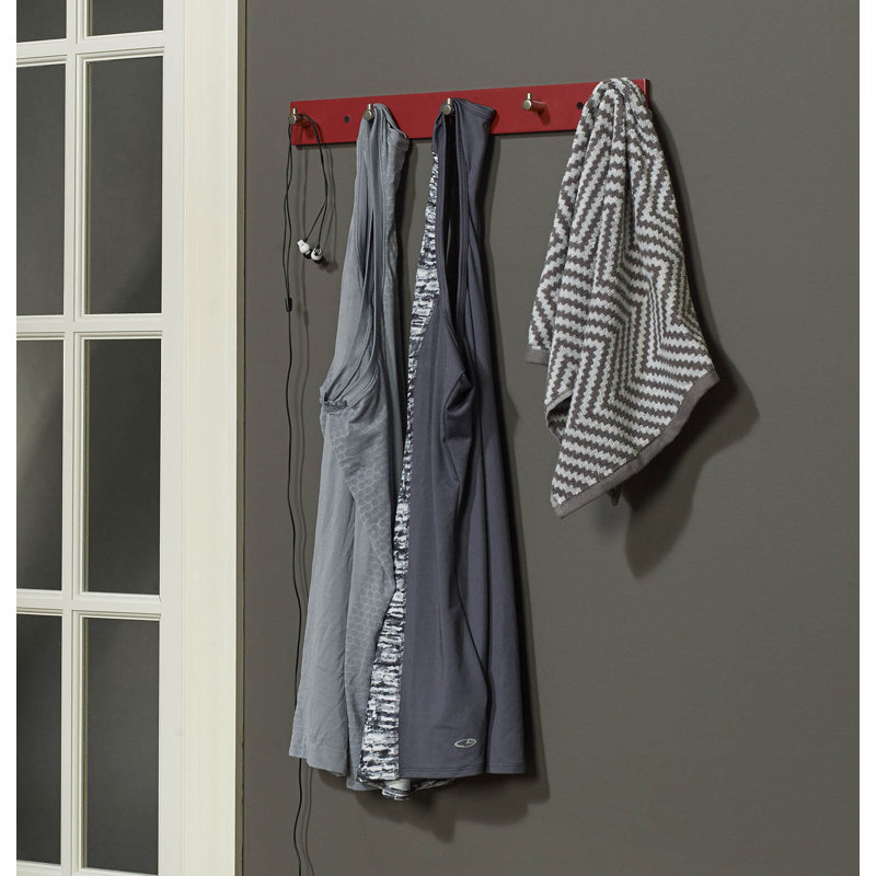 Blondell Wall 5 - Hook Wall Mounted Coat Rack, Red